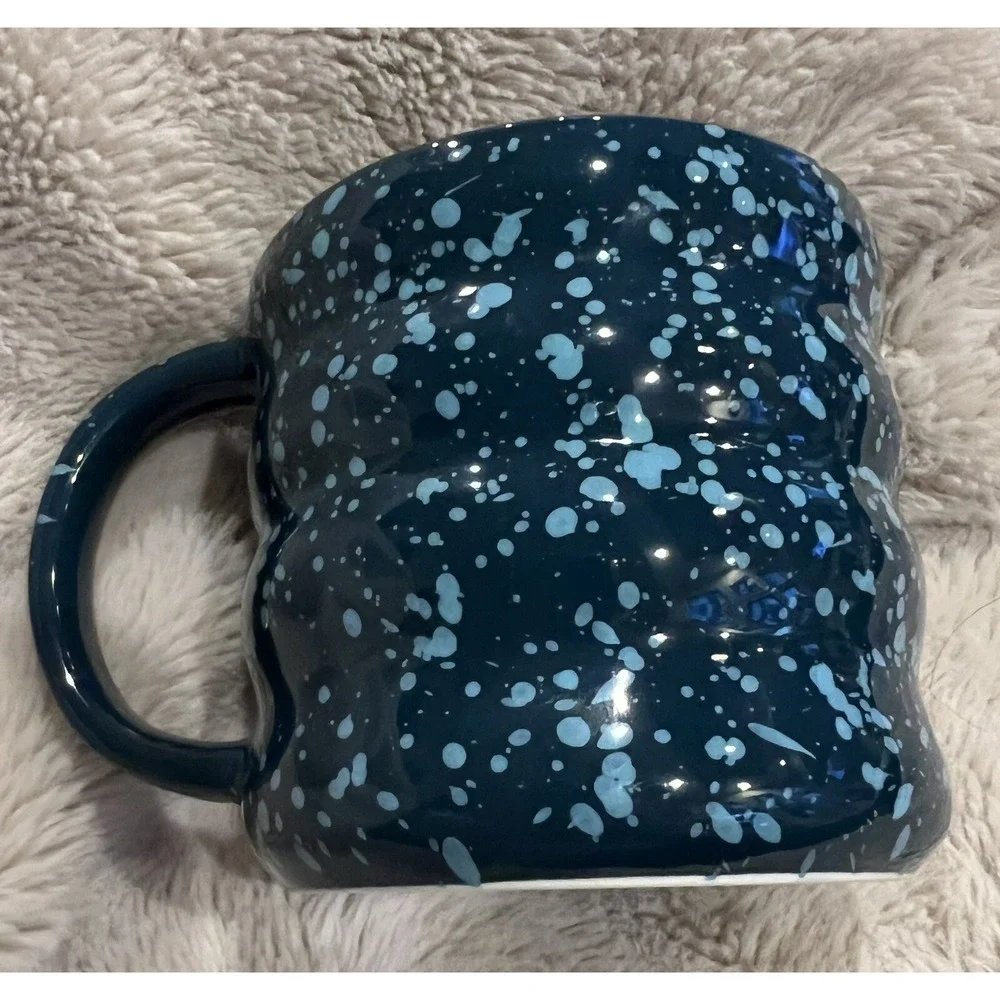 Starbucks 2023 Navy Blue Speckled Rippled Wavy Ceramic Coffee Mug 12oz BWC 22